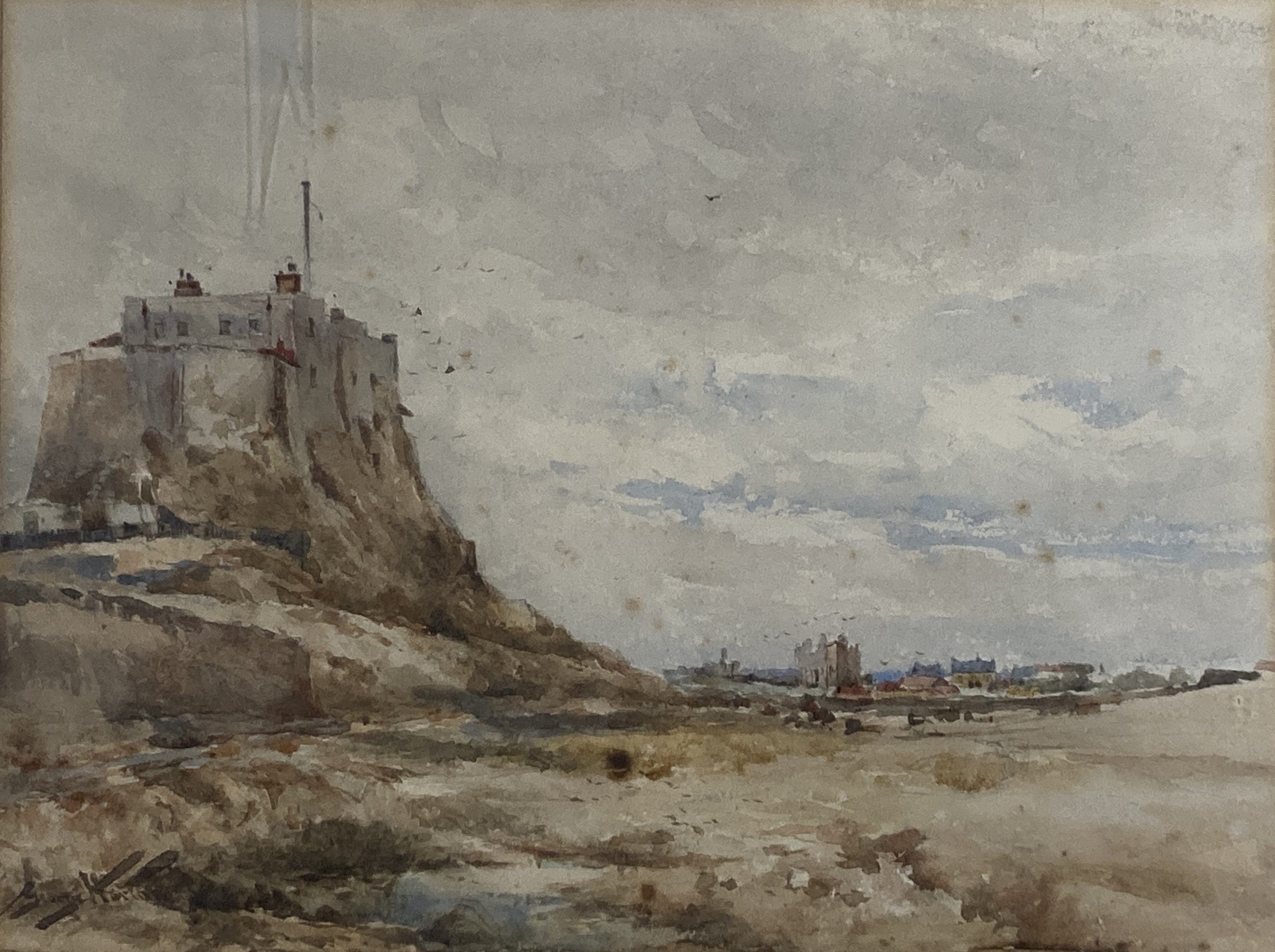 George Edward Horton (1859-1950), landscape with fortification, signed and another watercolour by Charles MacConville (exh. 1938-40), 21 x 28cm & 26 x 36cm